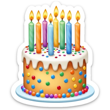 birthday cake with candles and confetti sticker