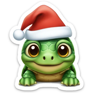 Turtle wearing a Santa hat sticker