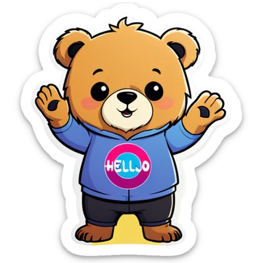 Bear saying hello sticker