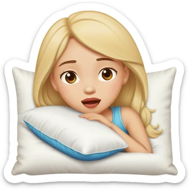 sleeping girl drooling on pillow sticker