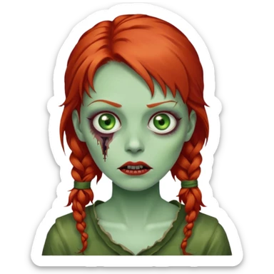 zumbi ruiva com olhos verdes sticker