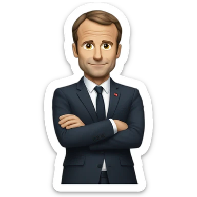 Macron qui fait un V avec 2 doigts sticker