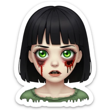 Zombie woman with bangs and black hair sticker