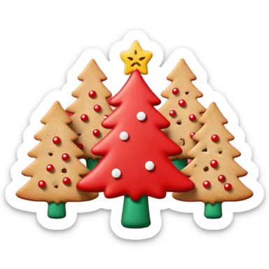 Christmas wallpaper with emoji trees cookies chilling all in red colour sticker