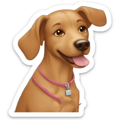 femme entrain de bronzer a la plage sur une chaiseavec un chien sticker