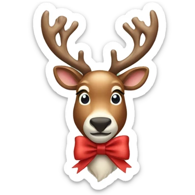 Reindeer with a bow sticker