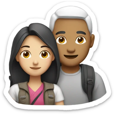 A half white half Asian couple traveling  sticker