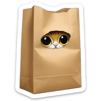Cat hides in paper bag sticker