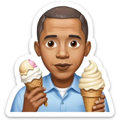 Barack Obama eating ice cream sticker