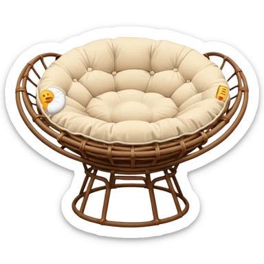 Light brown Papasan chair with cream cushion sticker