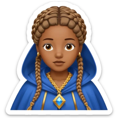 brown skin girl with braided hair, wearing blue cloak sticker