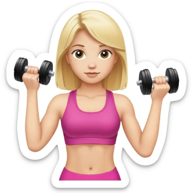 blonde girl holding dumbbells sticker