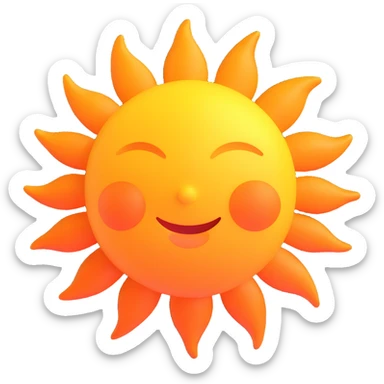 3D style glowing yellow-orange sun without facial features, suitable for Discord role icon sticker