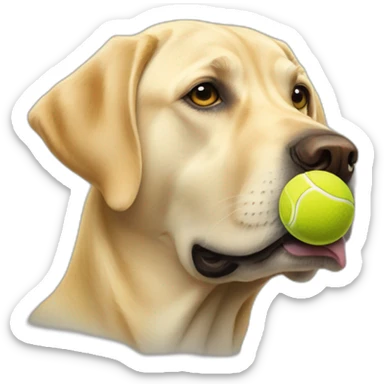 a yellow labrador with a tennis ball in the mouth sticker