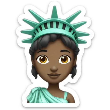 cute black hair white girl statue of liberty sticker