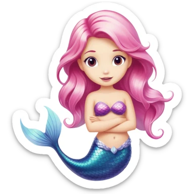 Mermaid with pink tail and blonde hair sticker