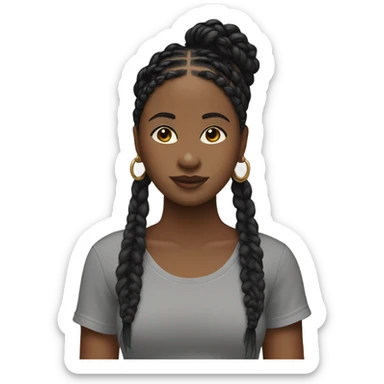 black woman with black boho braids and baby tee sticker