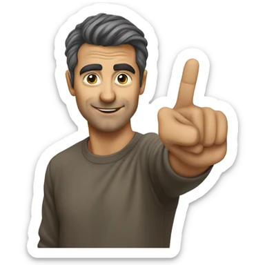 man pointing to is own head sticker