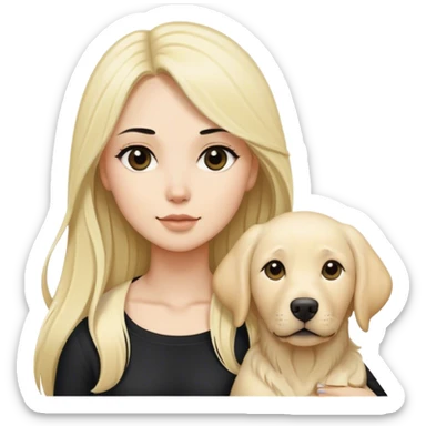 long black hair women with a  blond Labrador  sticker