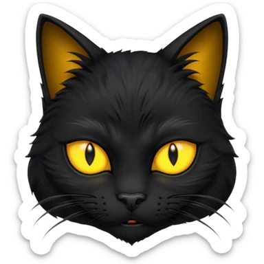 profile of scary black cat with fur raised and back arched sticker