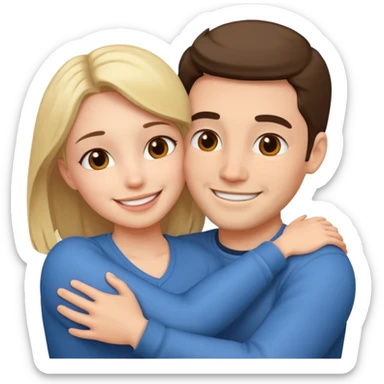 a man and a woman having a hug sticker