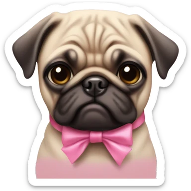 Pug with pink bow  sticker