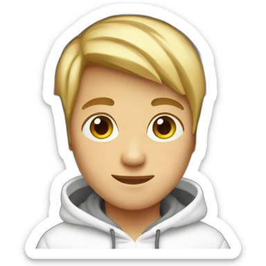 boy with a white hoodie wearing headphones  sticker