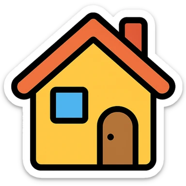 house, lineal color icon with black outlines sticker