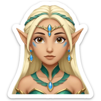 ESO female water elf with scale skin warrior with lashes and earrings sticker