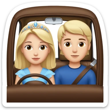 Blonde Passenger princess in car with brunette boy sticker