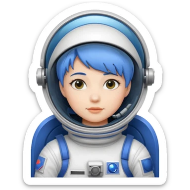 Female astronaut with short blue hair sticker