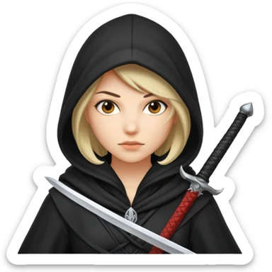 asasin woman with hood and sword sticker