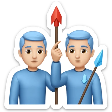 referal system (two guys with arrows around them) sticker