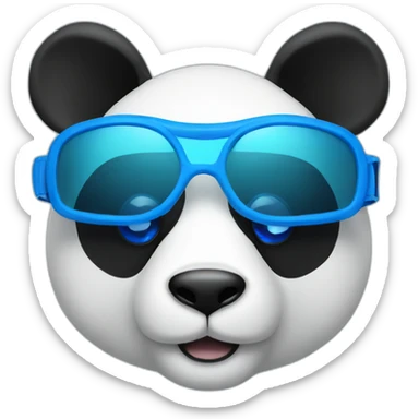 Panda head with blue swim goggles sticker