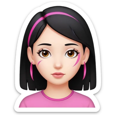 girl with black hair and pink streak by ear sticker