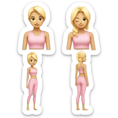 blonde yoga girl light pink clothes n sticker