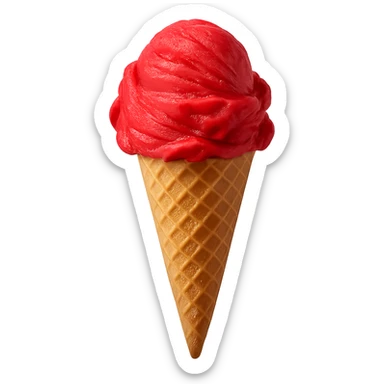 red ice cream, bright, with waffle cone, transparent background sticker