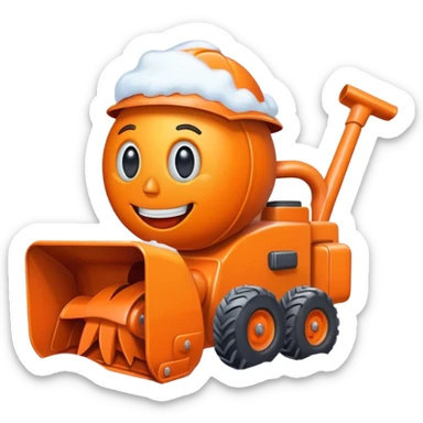 Happy Orange Snowblower cartoon character  sticker