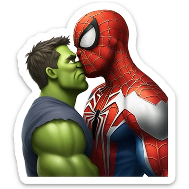 Spiderman kiss hulk sticker