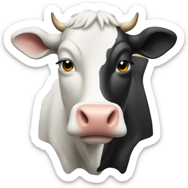 Half Cow face and other half bull face sticker
