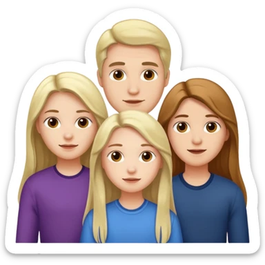 three friends, a man and two girls with long hair sticker