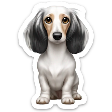 Long-haired white with black dachshund  sticker