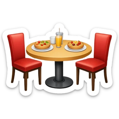 two tables with food on top, restaurant interior sticker