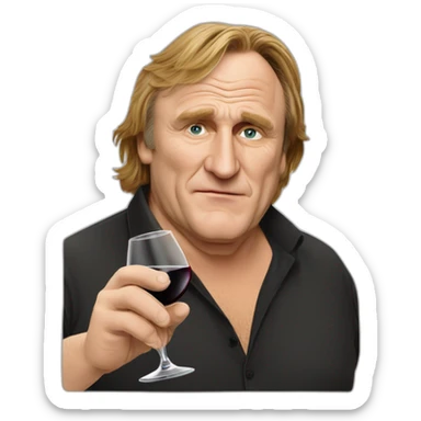 Gérard Depardieu buvants du vins sticker