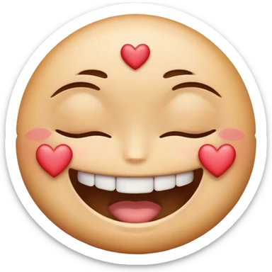 emoji smiling with grills and blushing with closed eyes and hearts around it sticker