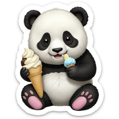 panda eating desert sticker