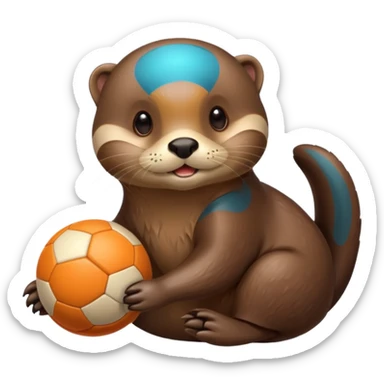 otter with ball and sticker