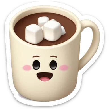 hot chocolate in a cream colored mug with marshmallows  sticker