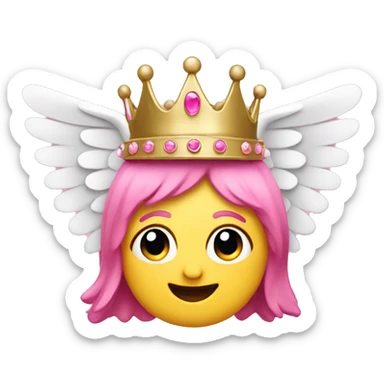 pink crown with angel wings sticker