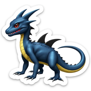 Shiny Salandit-Garchomp-Umbreon-Fakémon-hybrid-creature (full body)  sticker
